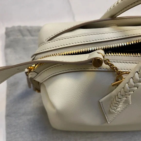 Meltier Cream Leather Satchel with Braided Top Handles - Picture 10 of 16